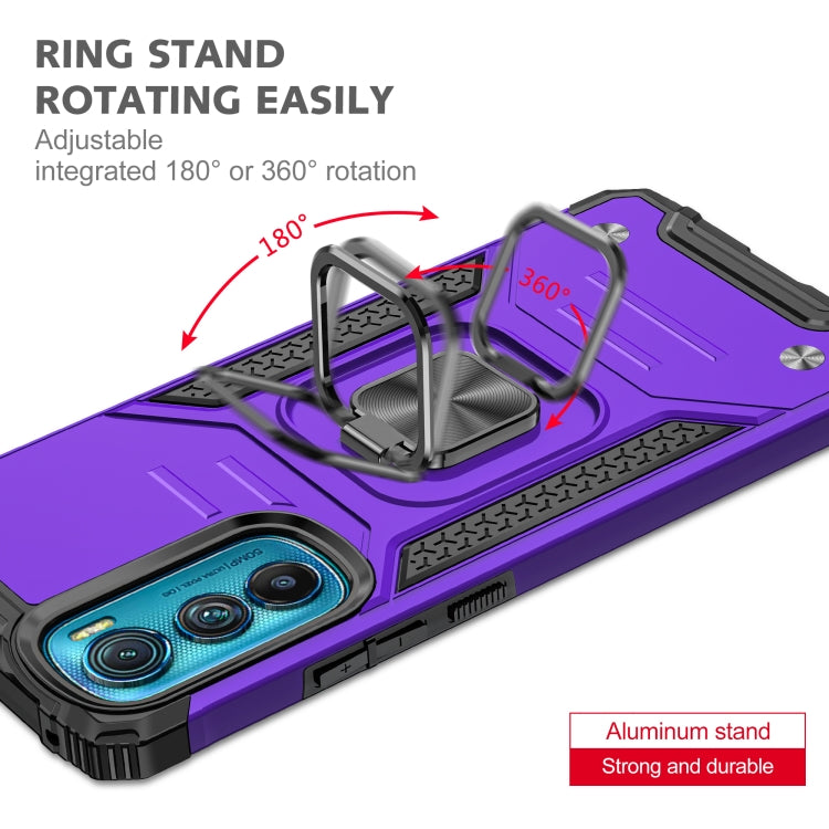 For Motorola Edge 30 Magnetic Armor Shockproof TPU + PC Phone Case with Metal Ring Holder