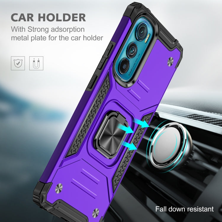 For Motorola Edge 30 Magnetic Armor Shockproof TPU + PC Phone Case with Metal Ring Holder