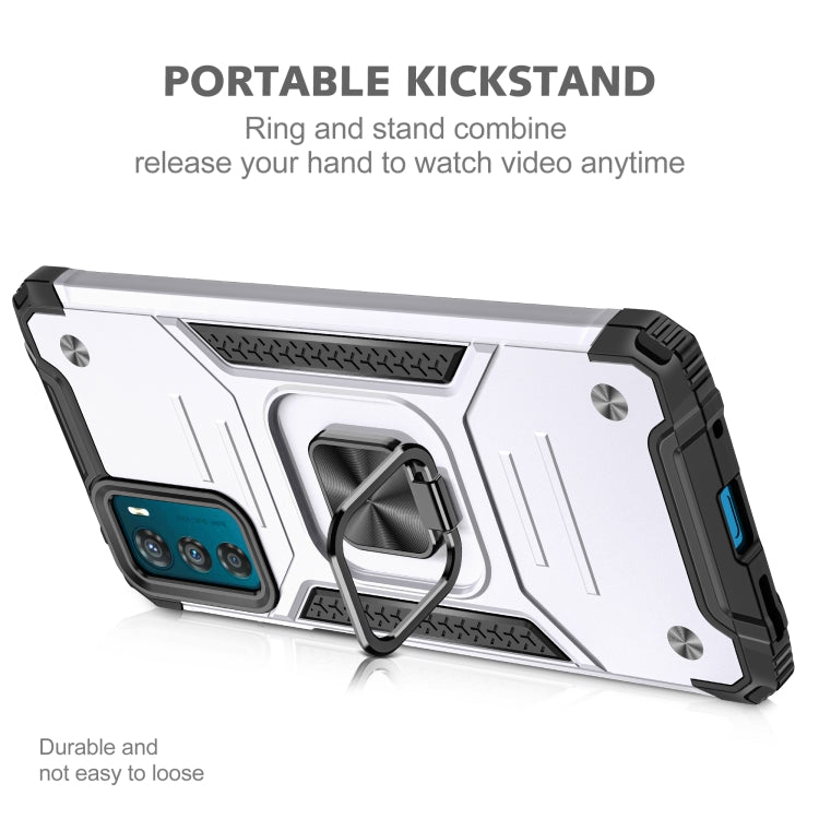 For Motorola Moto G42 Magnetic Armor Shockproof TPU + PC Phone Case with Metal Ring Holder