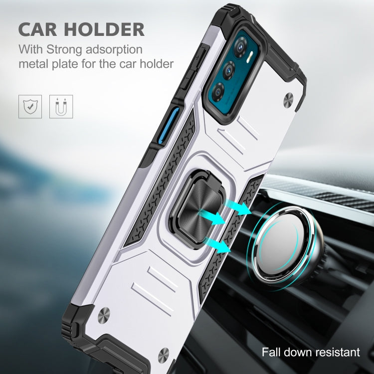For Motorola Moto G42 Magnetic Armor Shockproof TPU + PC Phone Case with Metal Ring Holder