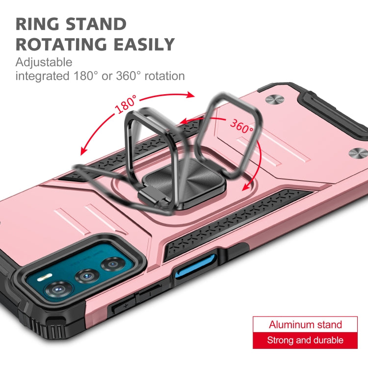 For Motorola Moto G42 Magnetic Armor Shockproof TPU + PC Phone Case with Metal Ring Holder