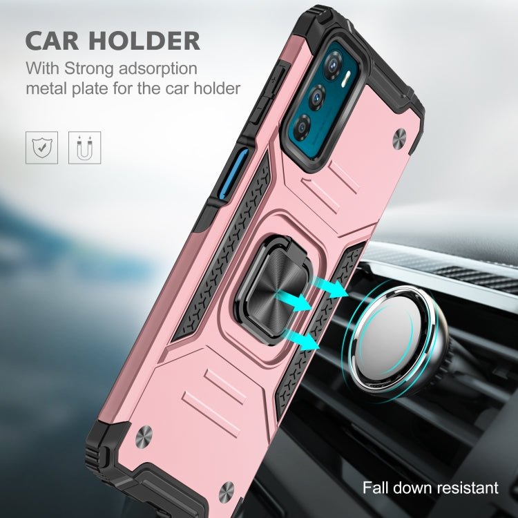 For Motorola Moto G42 Magnetic Armor Shockproof TPU + PC Phone Case with Metal Ring Holder