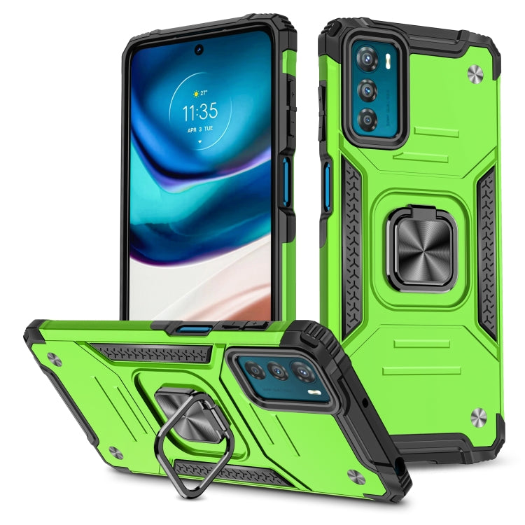 For Motorola Moto G42 Magnetic Armor Shockproof TPU + PC Phone Case with Metal Ring Holder