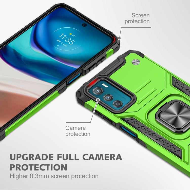 For Motorola Moto G42 Magnetic Armor Shockproof TPU + PC Phone Case with Metal Ring Holder