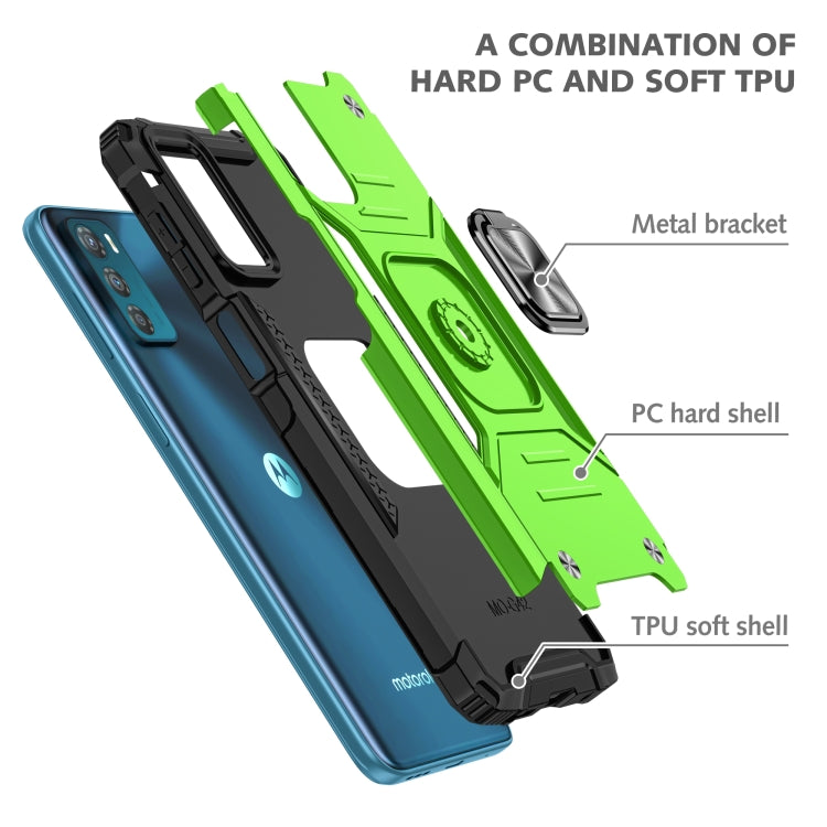 For Motorola Moto G42 Magnetic Armor Shockproof TPU + PC Phone Case with Metal Ring Holder