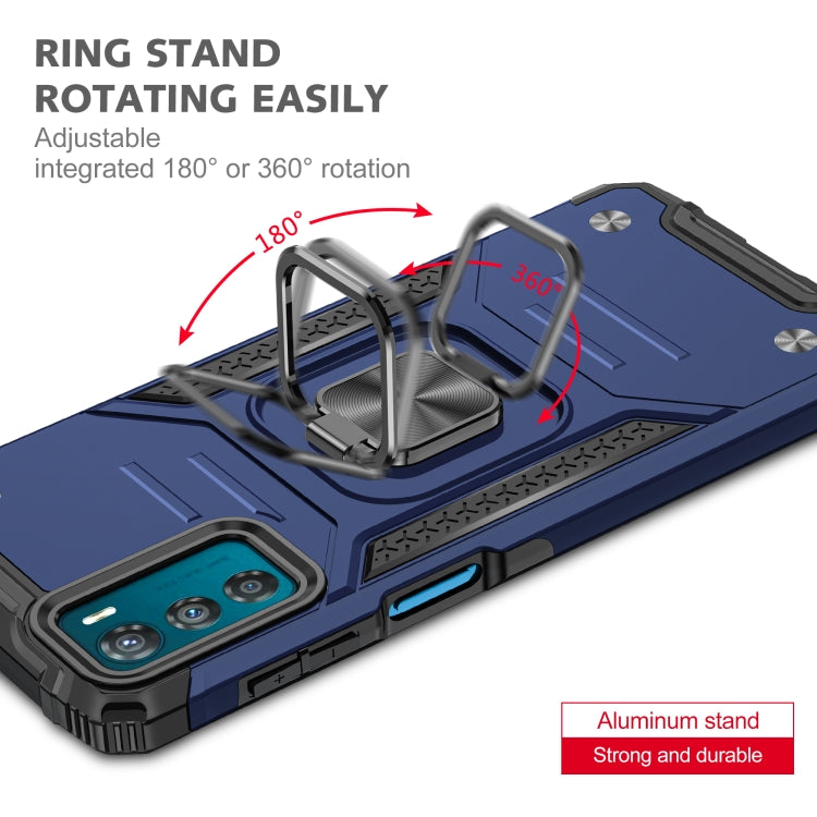 For Motorola Moto G42 Magnetic Armor Shockproof TPU + PC Phone Case with Metal Ring Holder
