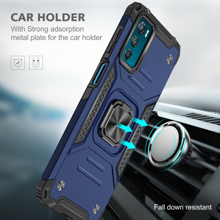 For Motorola Moto G42 Magnetic Armor Shockproof TPU + PC Phone Case with Metal Ring Holder