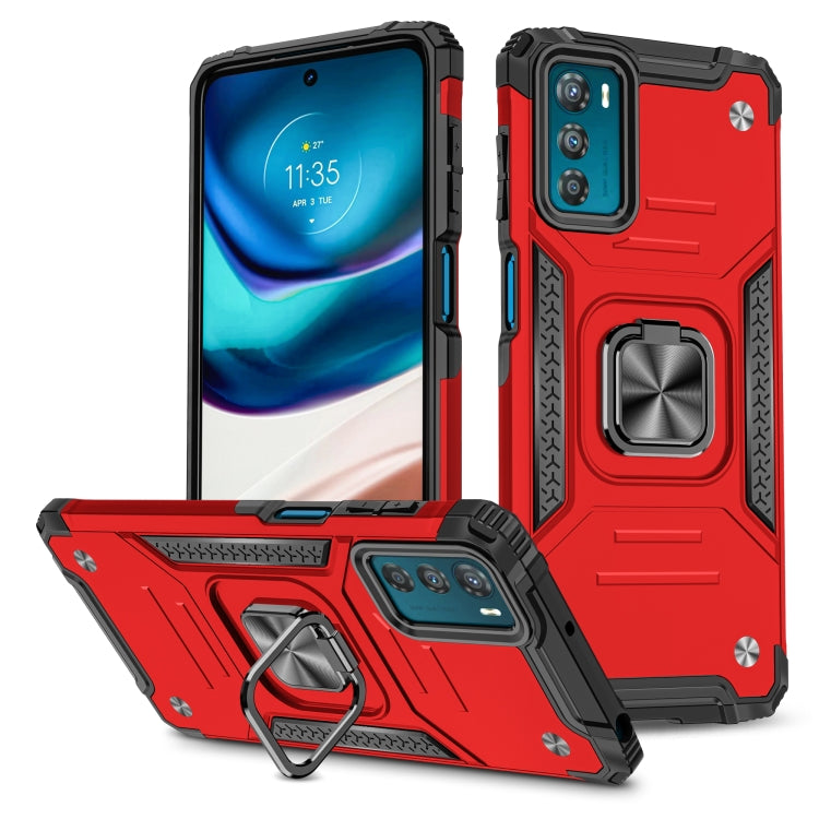 For Motorola Moto G42 Magnetic Armor Shockproof TPU + PC Phone Case with Metal Ring Holder