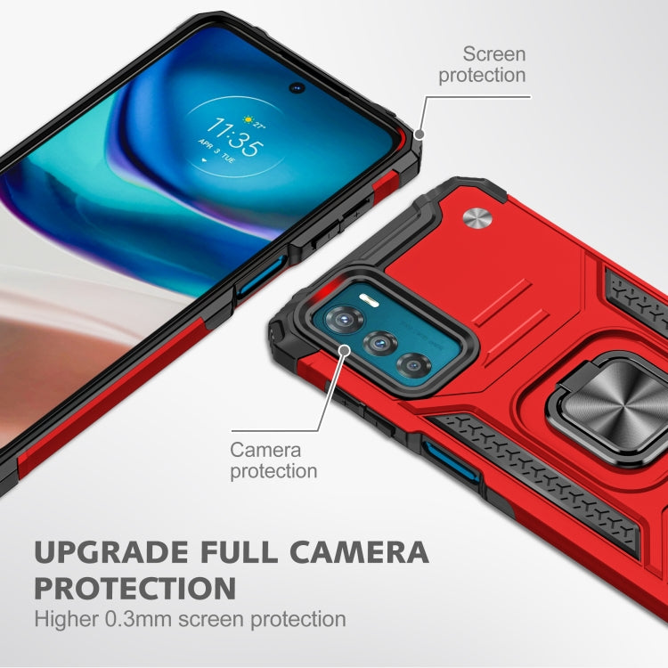 For Motorola Moto G42 Magnetic Armor Shockproof TPU + PC Phone Case with Metal Ring Holder