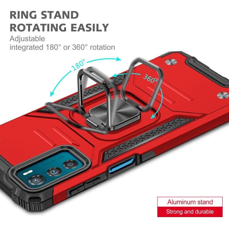 For Motorola Moto G42 Magnetic Armor Shockproof TPU + PC Phone Case with Metal Ring Holder