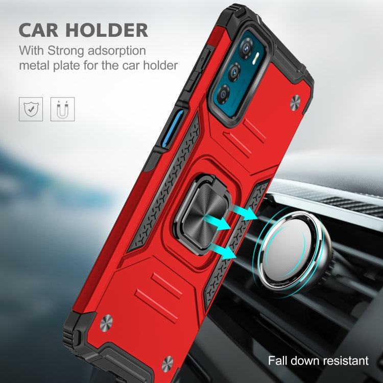 For Motorola Moto G42 Magnetic Armor Shockproof TPU + PC Phone Case with Metal Ring Holder