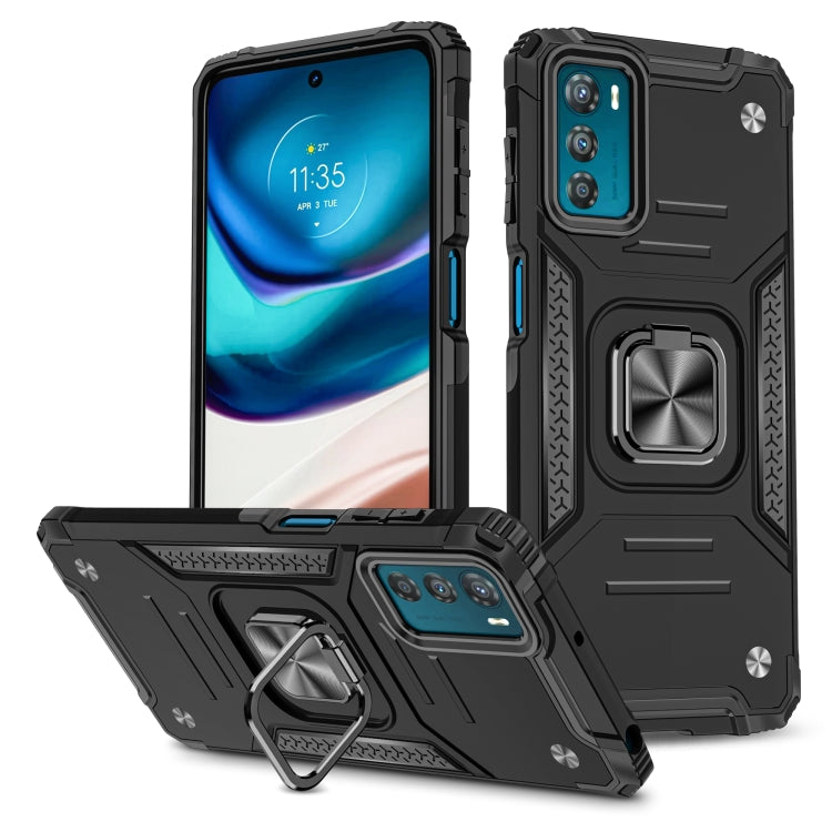 For Motorola Moto G42 Magnetic Armor Shockproof TPU + PC Phone Case with Metal Ring Holder