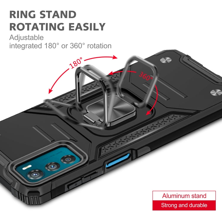 For Motorola Moto G42 Magnetic Armor Shockproof TPU + PC Phone Case with Metal Ring Holder