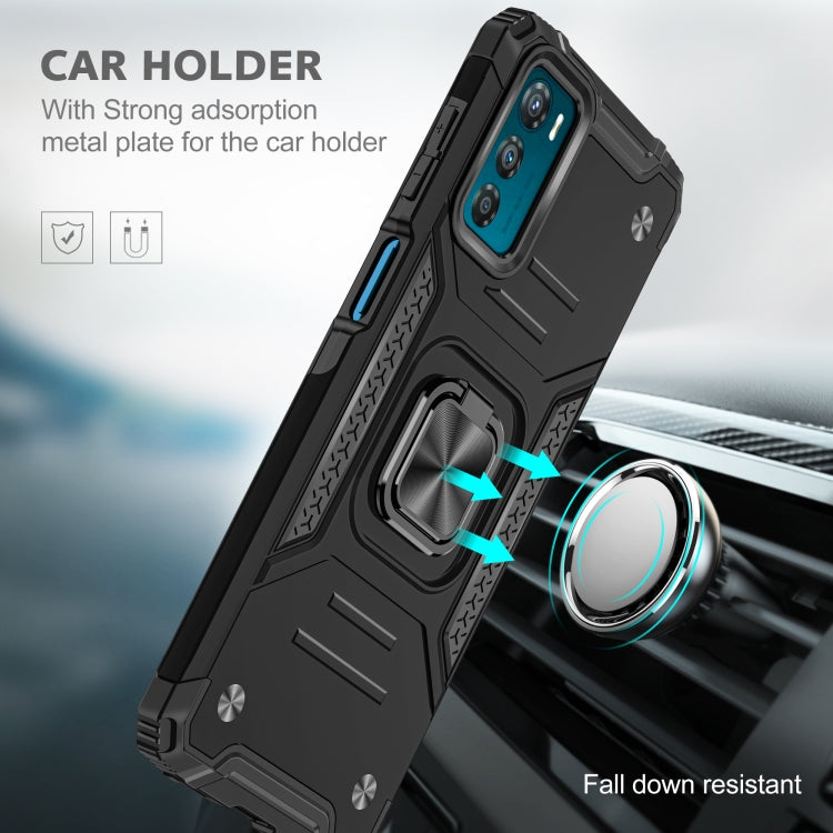 For Motorola Moto G42 Magnetic Armor Shockproof TPU + PC Phone Case with Metal Ring Holder