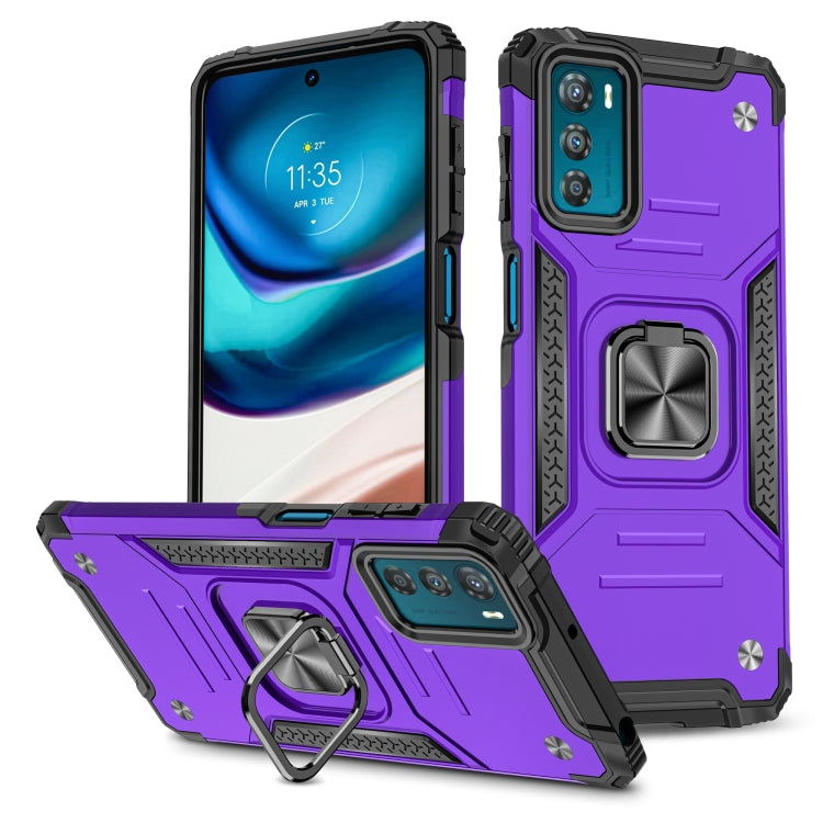 For Motorola Moto G42 Magnetic Armor Shockproof TPU + PC Phone Case with Metal Ring Holder