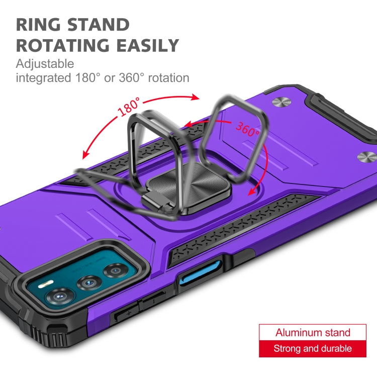 For Motorola Moto G42 Magnetic Armor Shockproof TPU + PC Phone Case with Metal Ring Holder