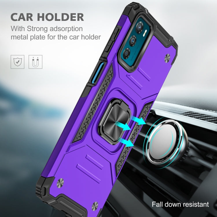 For Motorola Moto G42 Magnetic Armor Shockproof TPU + PC Phone Case with Metal Ring Holder