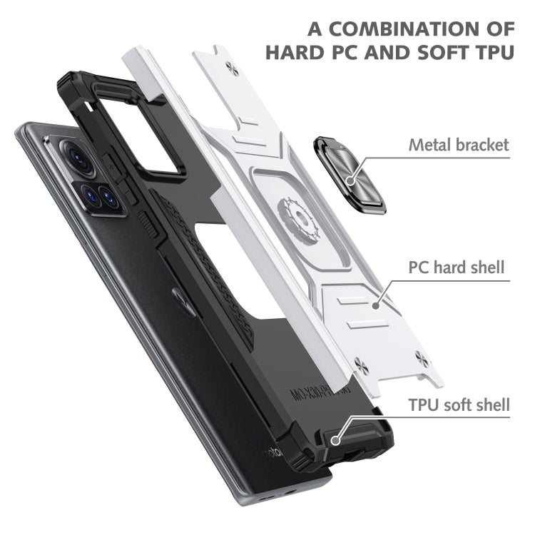 For Motorola Moto X30 Pro Magnetic Armor Shockproof TPU + PC Phone Case with Metal Ring Holder