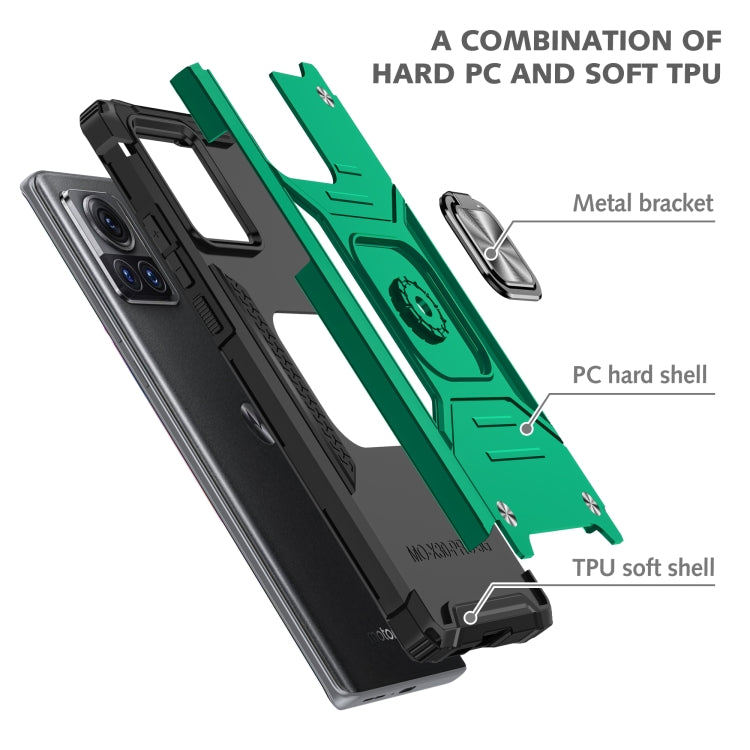 For Motorola Moto X30 Pro Magnetic Armor Shockproof TPU + PC Phone Case with Metal Ring Holder
