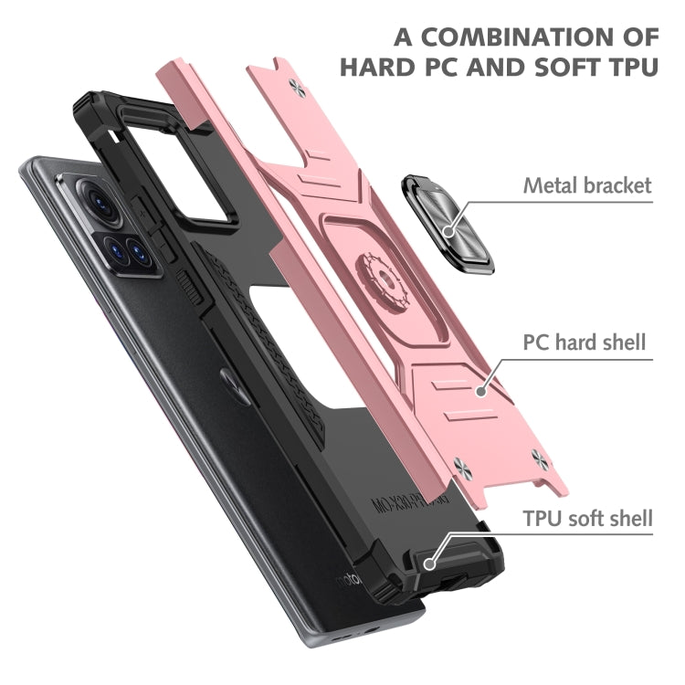 For Motorola Moto X30 Pro Magnetic Armor Shockproof TPU + PC Phone Case with Metal Ring Holder