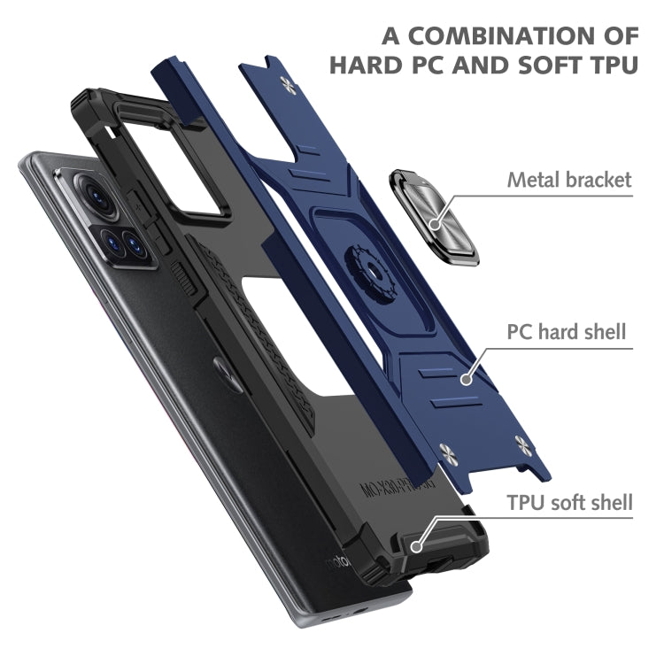 For Motorola Moto X30 Pro Magnetic Armor Shockproof TPU + PC Phone Case with Metal Ring Holder