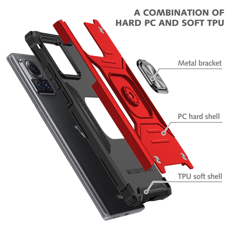 For Motorola Moto X30 Pro Magnetic Armor Shockproof TPU + PC Phone Case with Metal Ring Holder