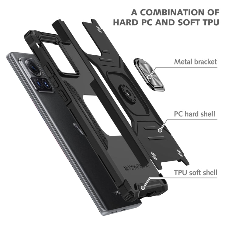 For Motorola Moto X30 Pro Magnetic Armor Shockproof TPU + PC Phone Case with Metal Ring Holder
