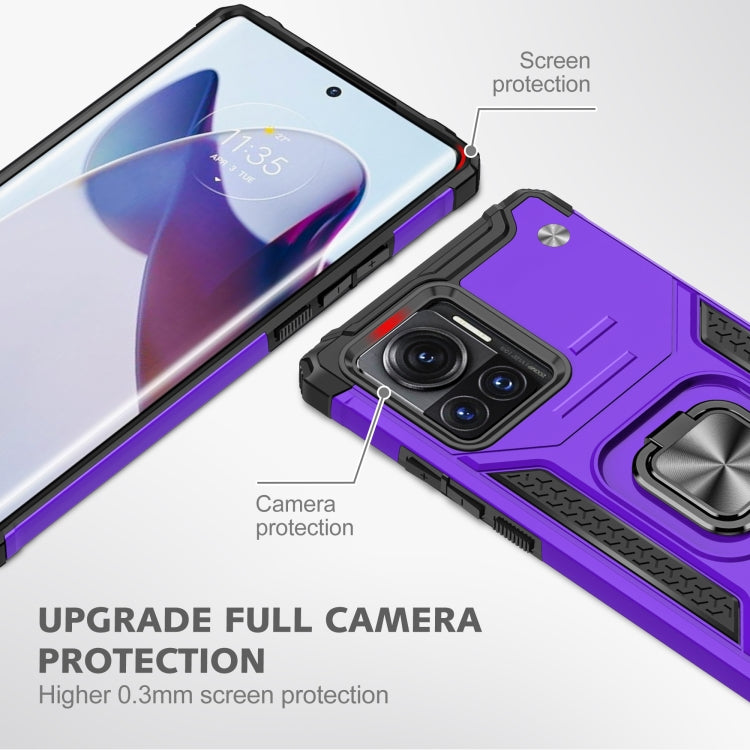 For Motorola Moto X30 Pro Magnetic Armor Shockproof TPU + PC Phone Case with Metal Ring Holder