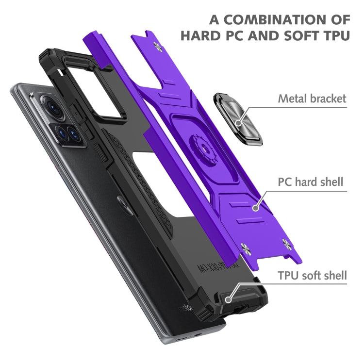 For Motorola Moto X30 Pro Magnetic Armor Shockproof TPU + PC Phone Case with Metal Ring Holder