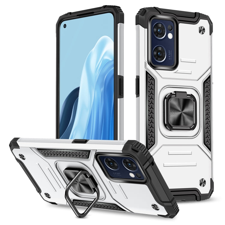 For OPPO Reno7 5G Magnetic Armor Shockproof TPU + PC Phone Case with Metal Ring Holder