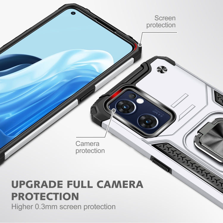 For OPPO Reno7 5G Magnetic Armor Shockproof TPU + PC Phone Case with Metal Ring Holder