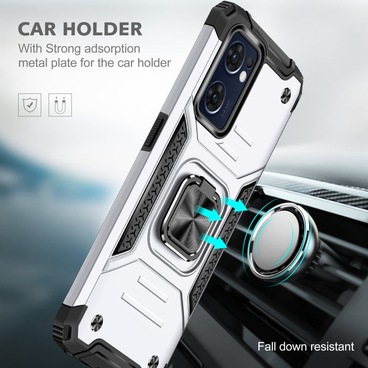 For OPPO Reno7 5G Magnetic Armor Shockproof TPU + PC Phone Case with Metal Ring Holder