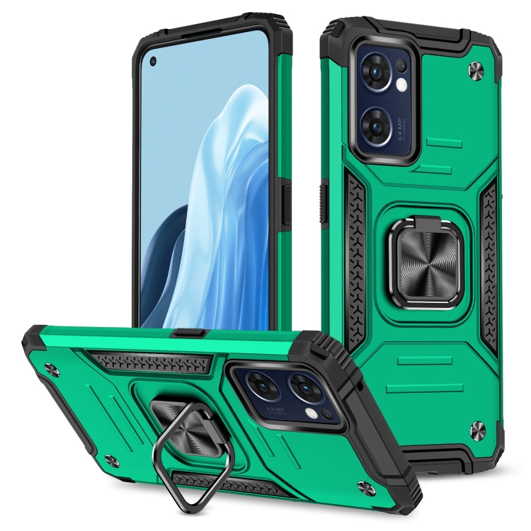 For OPPO Reno7 5G Magnetic Armor Shockproof TPU + PC Phone Case with Metal Ring Holder