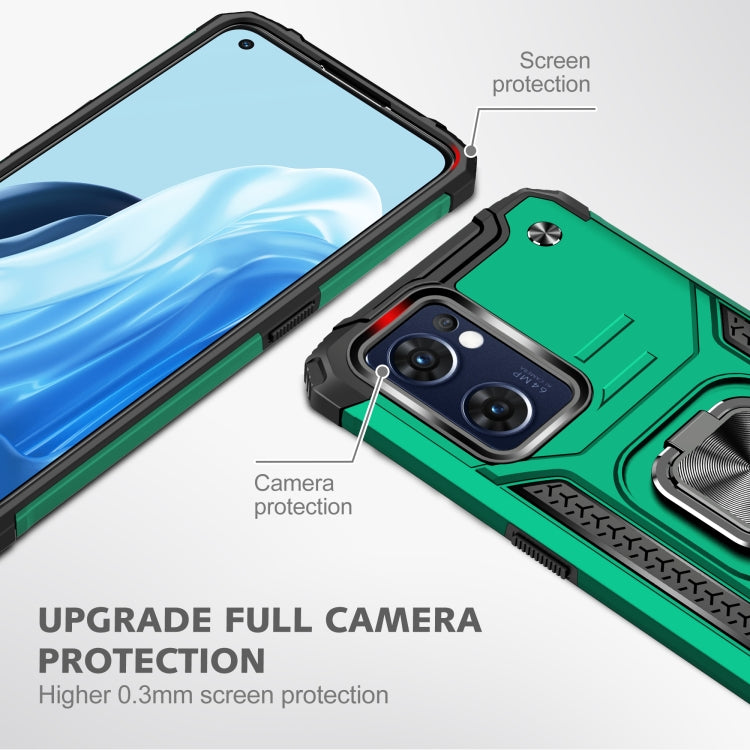 For OPPO Reno7 5G Magnetic Armor Shockproof TPU + PC Phone Case with Metal Ring Holder