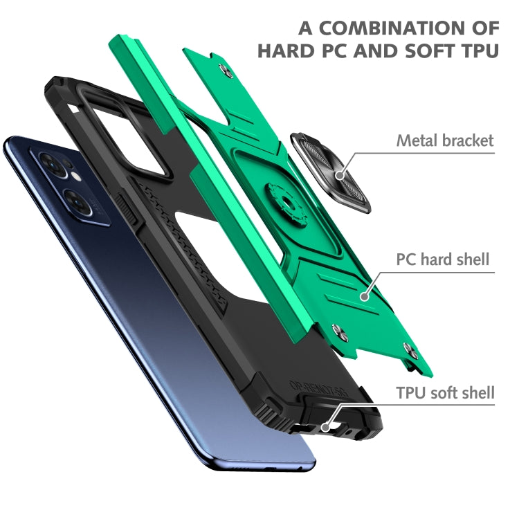 For OPPO Reno7 5G Magnetic Armor Shockproof TPU + PC Phone Case with Metal Ring Holder