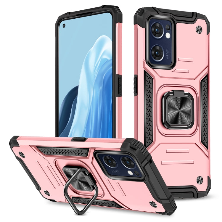 For OPPO Reno7 5G Magnetic Armor Shockproof TPU + PC Phone Case with Metal Ring Holder