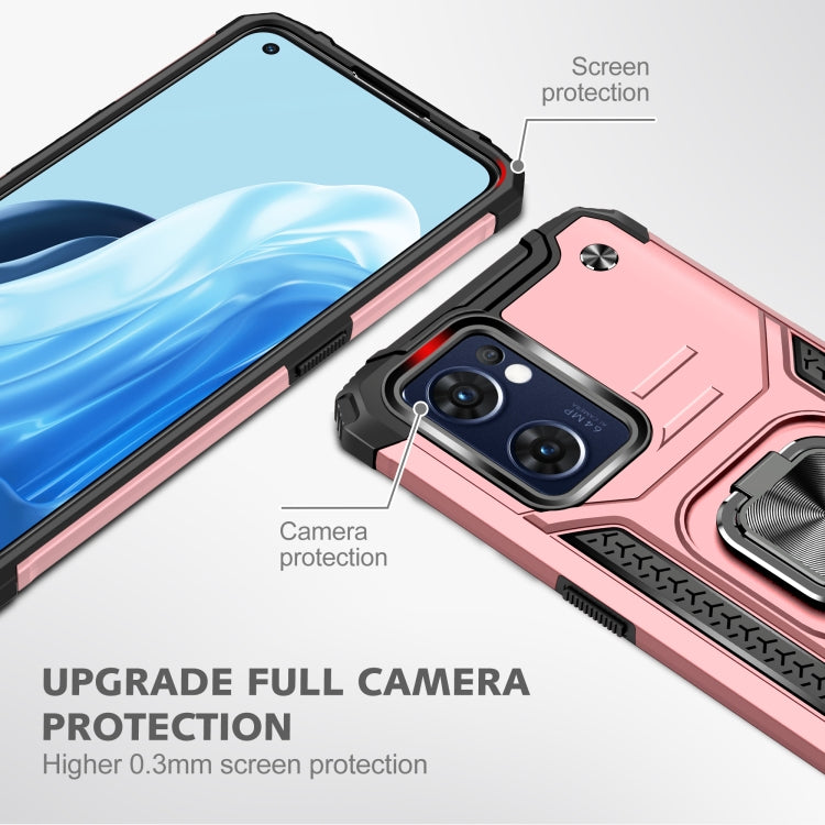 For OPPO Reno7 5G Magnetic Armor Shockproof TPU + PC Phone Case with Metal Ring Holder