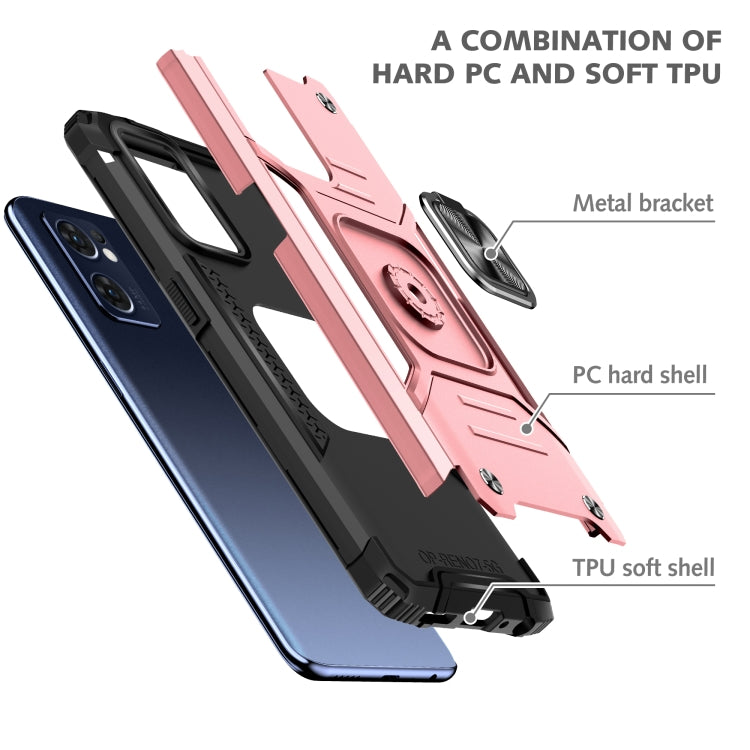 For OPPO Reno7 5G Magnetic Armor Shockproof TPU + PC Phone Case with Metal Ring Holder