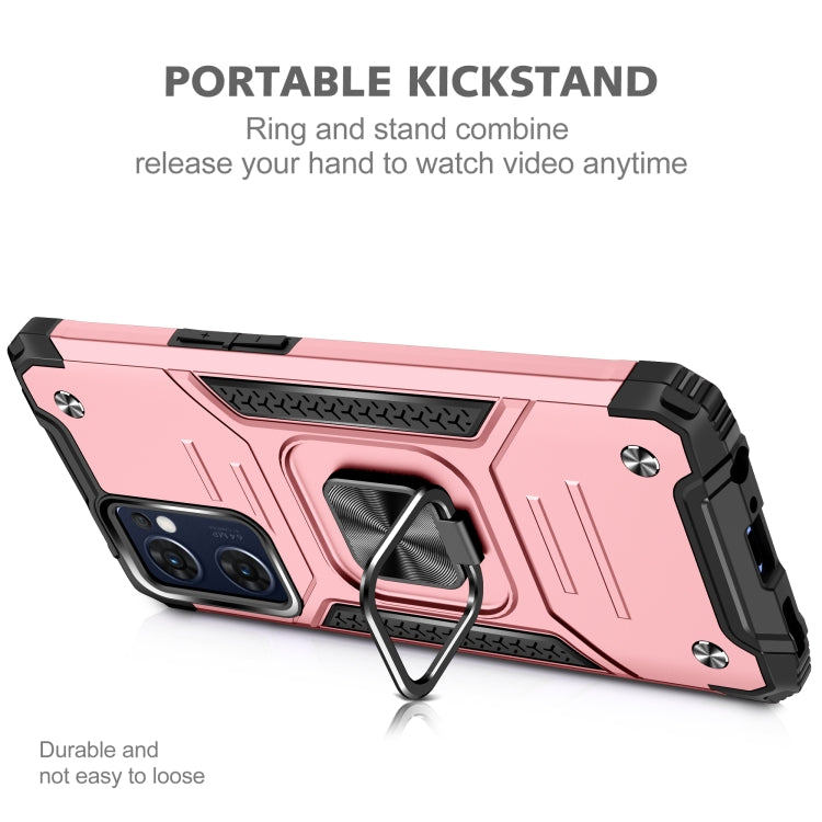 For OPPO Reno7 5G Magnetic Armor Shockproof TPU + PC Phone Case with Metal Ring Holder