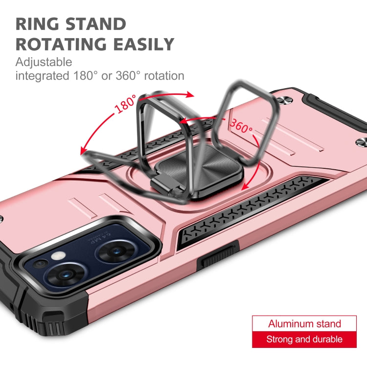 For OPPO Reno7 5G Magnetic Armor Shockproof TPU + PC Phone Case with Metal Ring Holder