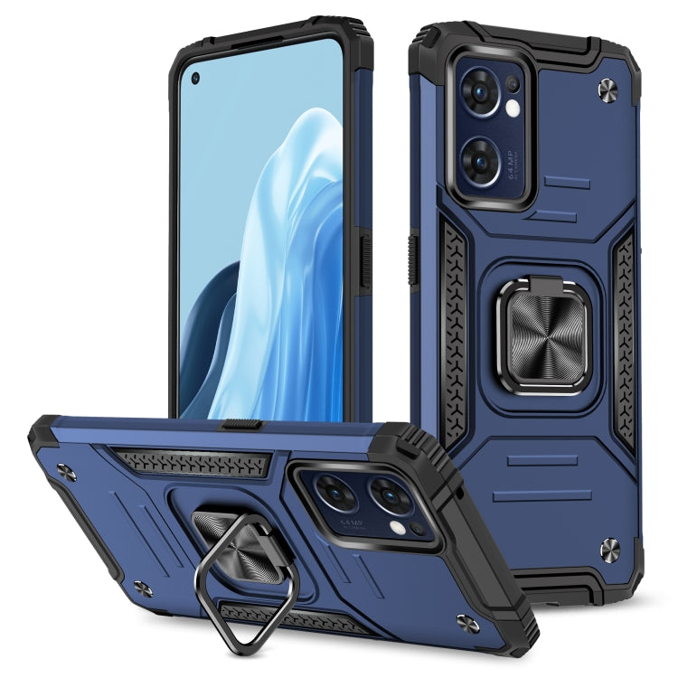 For OPPO Reno7 5G Magnetic Armor Shockproof TPU + PC Phone Case with Metal Ring Holder