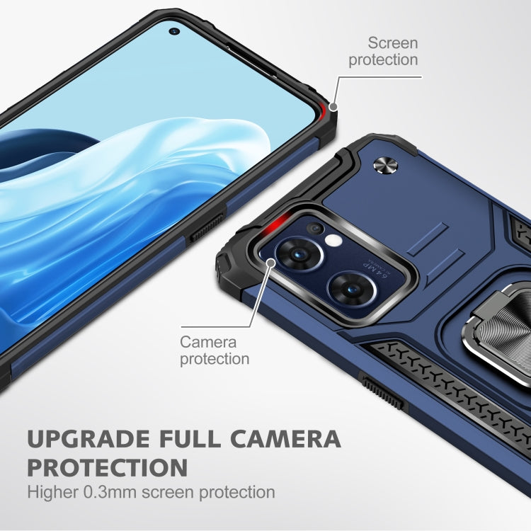 For OPPO Reno7 5G Magnetic Armor Shockproof TPU + PC Phone Case with Metal Ring Holder