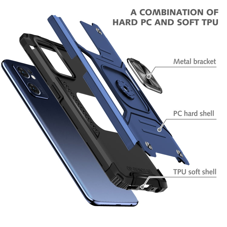 For OPPO Reno7 5G Magnetic Armor Shockproof TPU + PC Phone Case with Metal Ring Holder