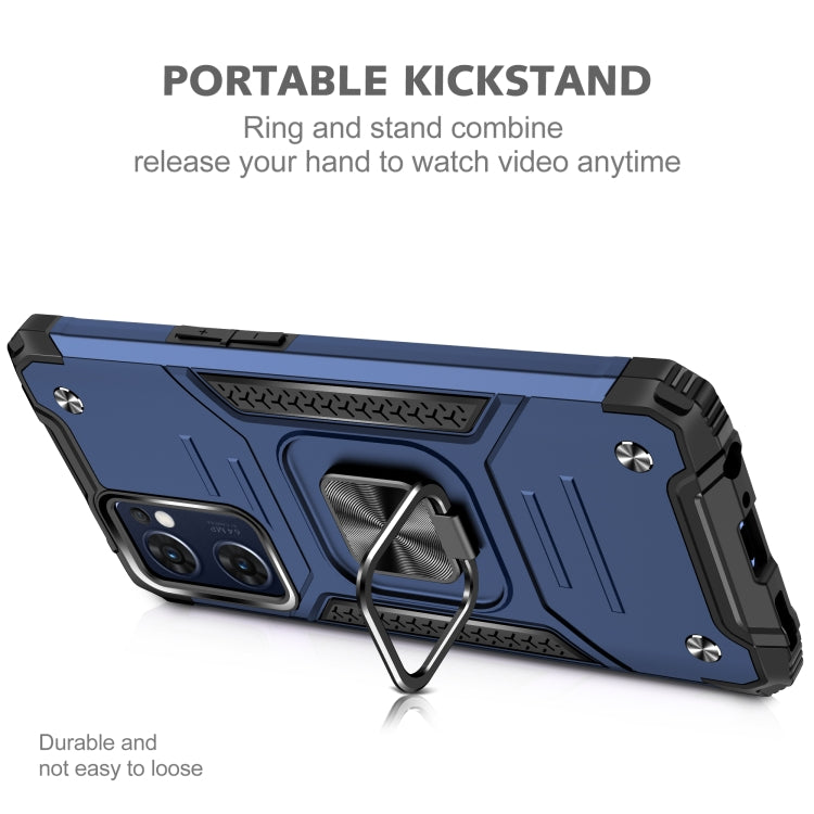For OPPO Reno7 5G Magnetic Armor Shockproof TPU + PC Phone Case with Metal Ring Holder