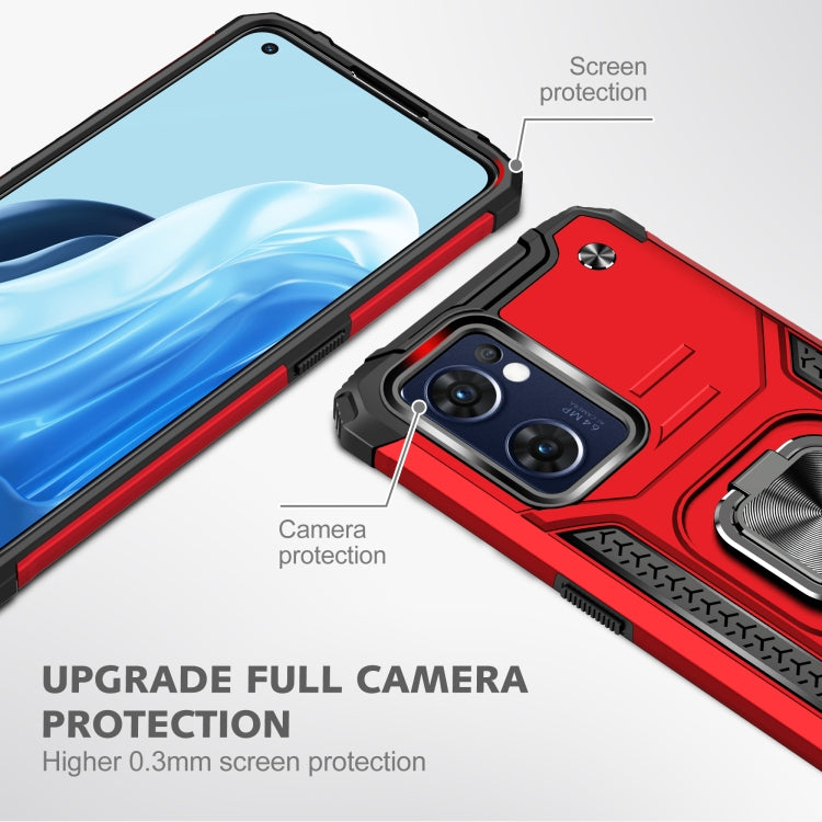 For OPPO Reno7 5G Magnetic Armor Shockproof TPU + PC Phone Case with Metal Ring Holder