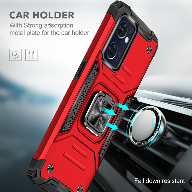 For OPPO Reno7 5G Magnetic Armor Shockproof TPU + PC Phone Case with Metal Ring Holder