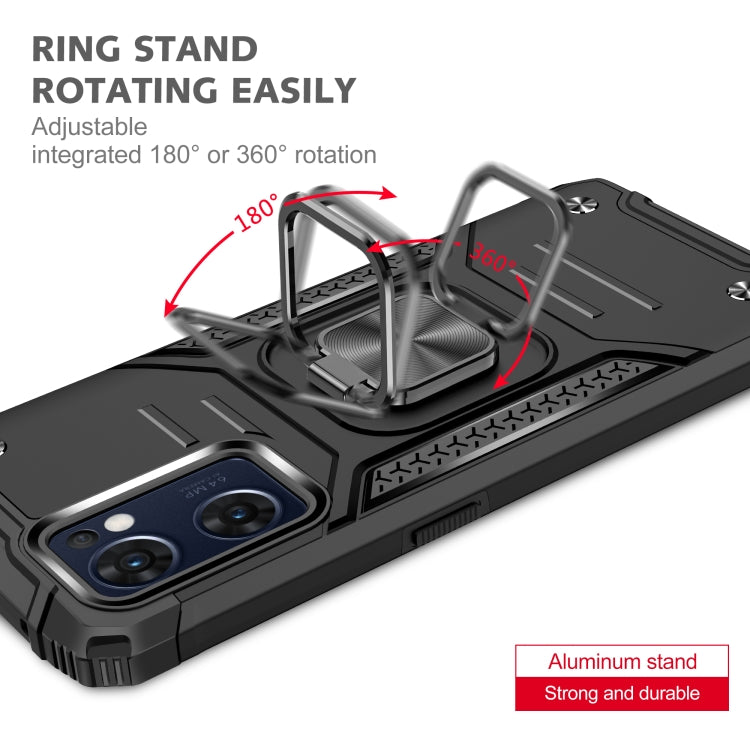 For OPPO Reno7 5G Magnetic Armor Shockproof TPU + PC Phone Case with Metal Ring Holder