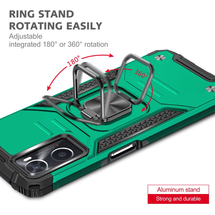 For OPPO A36 / A76 Magnetic Armor Shockproof TPU + PC Phone Case with Metal Ring Holder