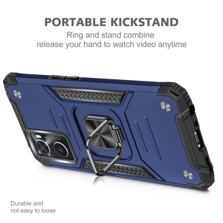 For OPPO A36 / A76 Magnetic Armor Shockproof TPU + PC Phone Case with Metal Ring Holder