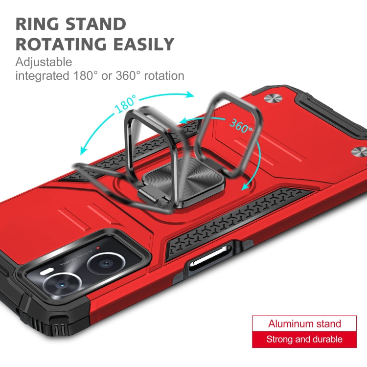 For OPPO A36 / A76 Magnetic Armor Shockproof TPU + PC Phone Case with Metal Ring Holder